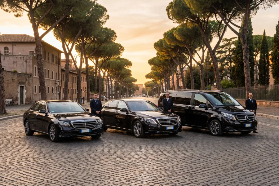 Gli autisti De Renzo con la flotta Mercedes: Classe S, Classe E e Classe V